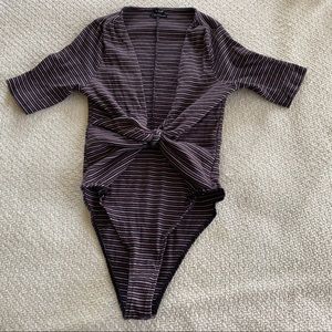 Out From Under Sexy Striped Bodysuit Sz L